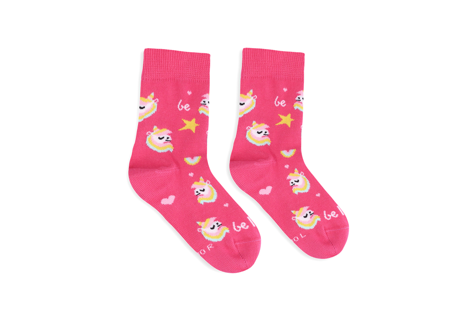 Dziecięce skarpety Barefoot Be Lenka Kids - Crew - Unicorn - BubleGum Pink